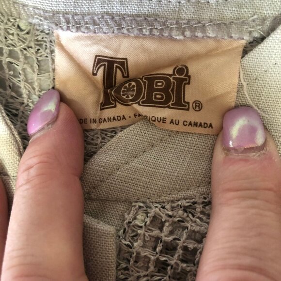 Tobi Extra Long Button Down Oatmeal w/Black Loose Knit Cardigan Size Small - Picture 7 of 13